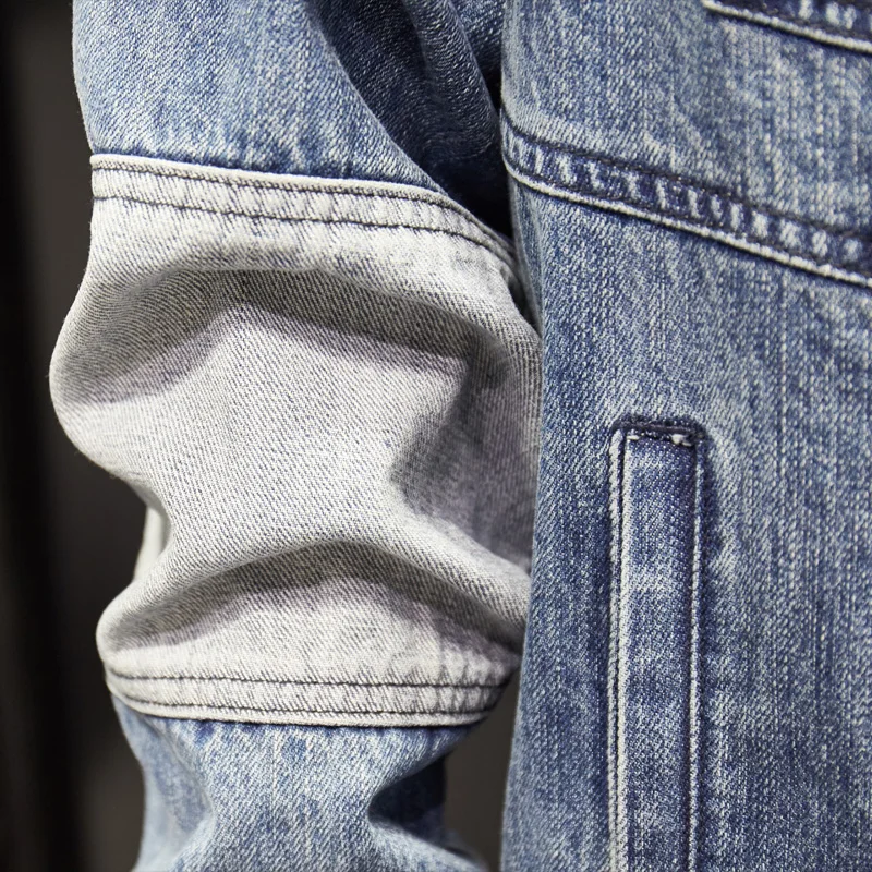 

Men Casual Denim Coat Jacket Spring Autumn New Hip Hop Street Fashion Splice Slim Fit Lapel Cowboy Jackets Male