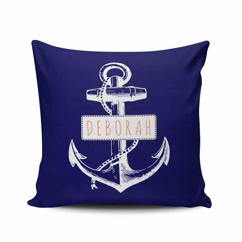 

Home Decoration Pillowcase Cover White Vintage Anchor Navy Blue Nautical Custom Pillow case Cushion Fashion Chic Double Sided Pr