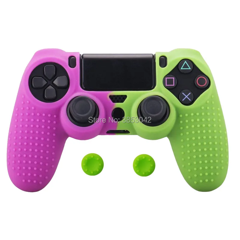Цветной Противоскользящий силиконовый резиновый чехол для PS4 Dualshock 4 Pro тонкий контроллер с бесплатным силиконовый захват большого пальца