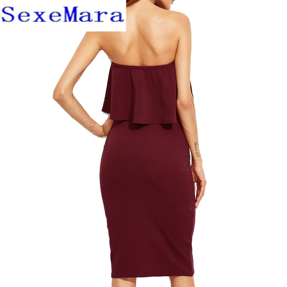 SexeMara Dress Woman 2017 Лоскутная Твердые Хлопок Sexy &amp Club A-Line С Плеча Рукавов Слэш Шеи До