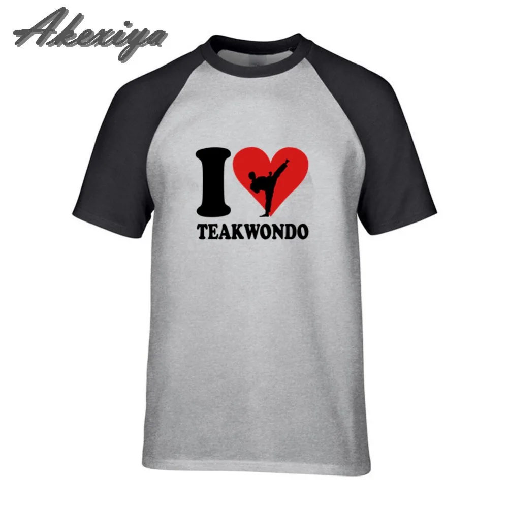 Футболка мужская с принтом I love Teakwondo дизайнерская одежда для фитнеса тенниска из