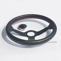 universal real leather nd depth dish auto steering wheel black rivet spoke drifting steering wheel
