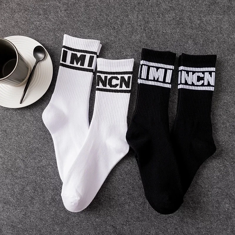 IMINCN 1Pair Design Brand New Young People Hiphop rainbow gay lgbt Cotton Dance Street High Fashion man boy White Sock | Мужская одежда