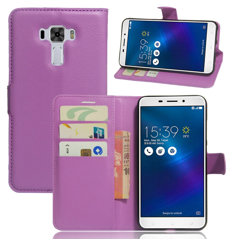 Original PU Leather Wallet Case for Asus Zenfone 3 Laser ZC551KL Phone Bag Cover with Stand Function and Visa Card Slot | Мобильные
