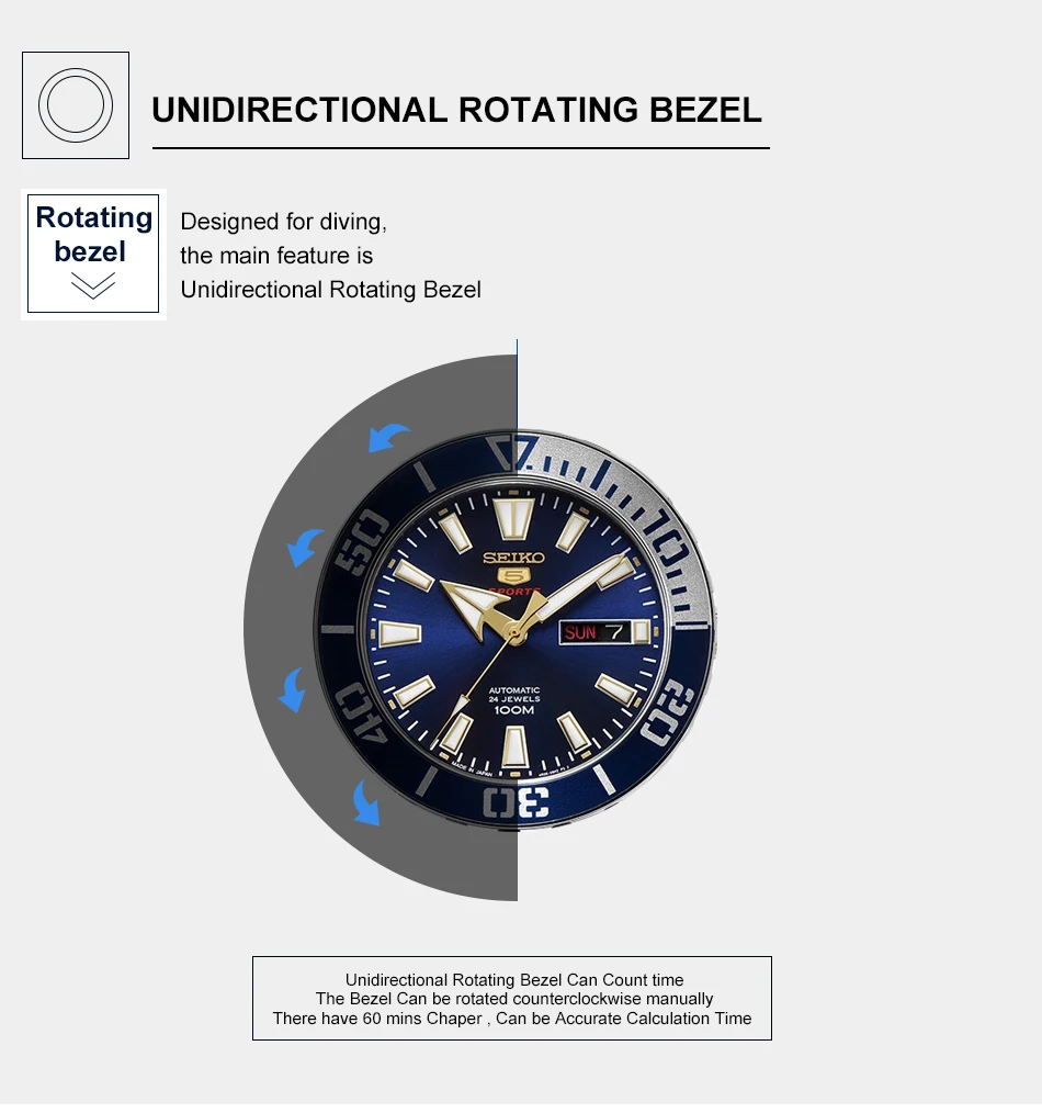 Оригинальные Seiko 5 Sprots мужские часы 10 бар водонепроницаемые Дайвинг Swming автоматические механические наручные часы глобальная гарантия