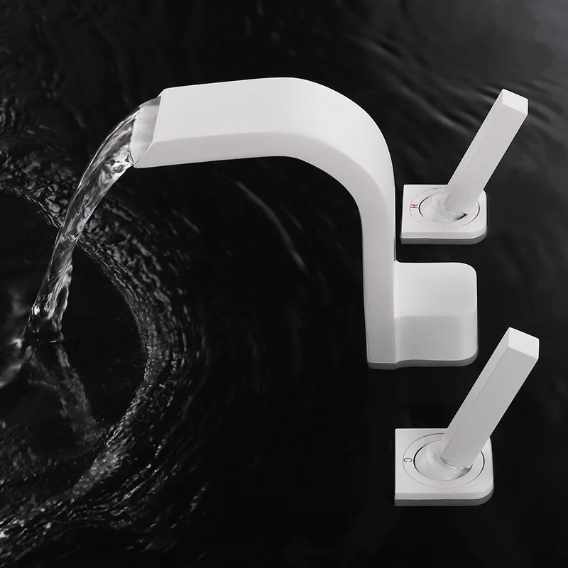 

Скандинавский медный холодный и горячий золотой черный белый выпадает из воды Смеситель для бассейна двойное отверстие три отверстия разд...