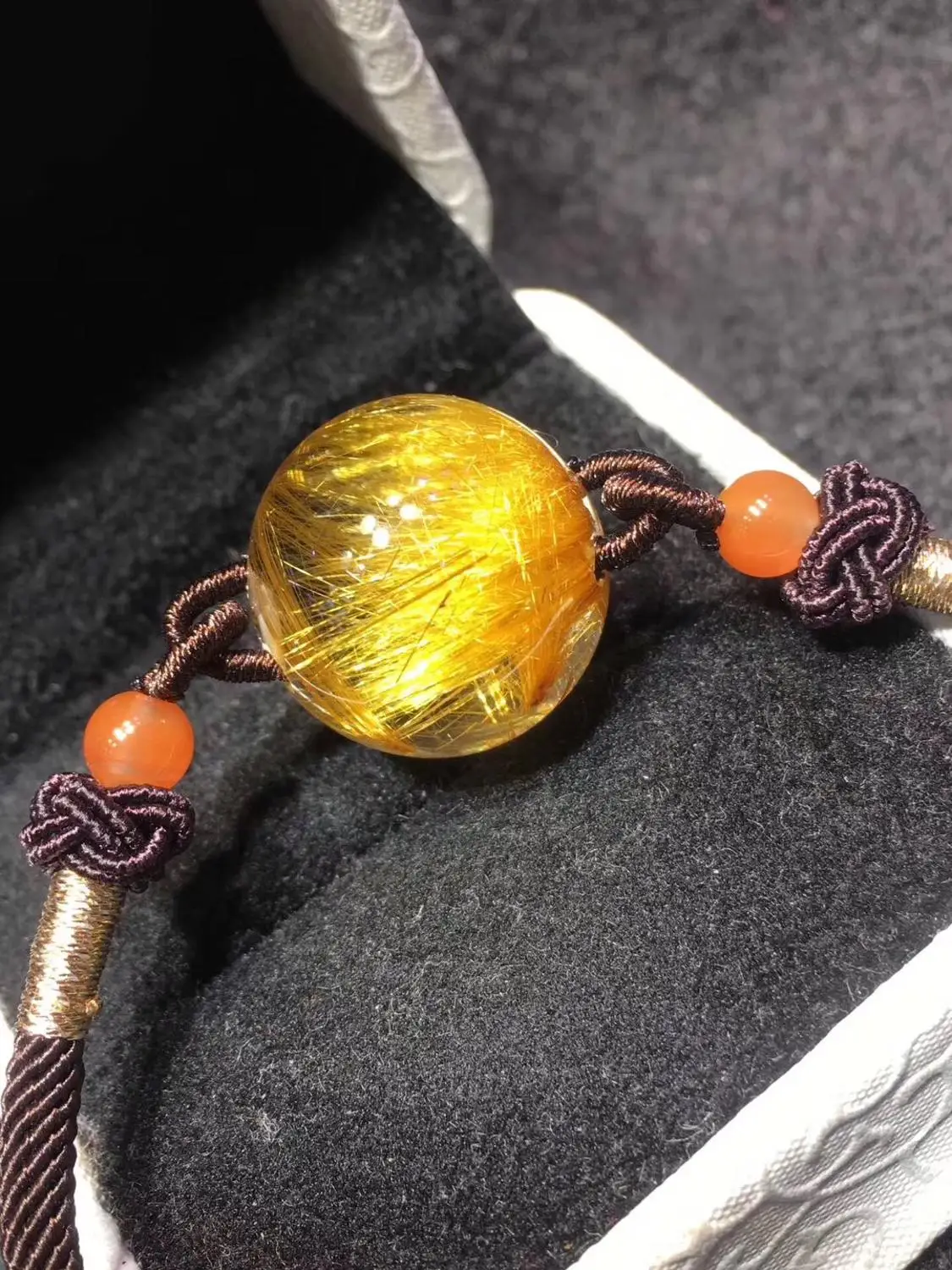 17 мм Lucky Ball Beads натуральный Золотой рутиловый кварц браслет Круглый Роскошный богатый для женщин мужчин ювелирные изделия из драгоценных камней AAAAA
