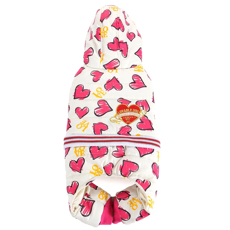 Зимняя одежда для собак розовый теплый водонепроницаемый нейлоновый комбинезон