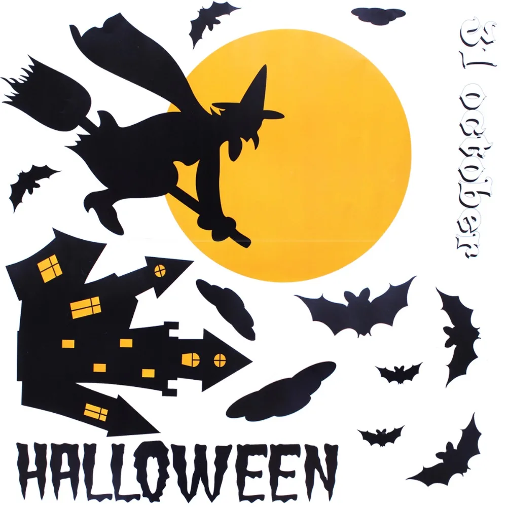 8 листов Хэллоуин окно цепляется счастливый тыква летучая мышь Черный кот