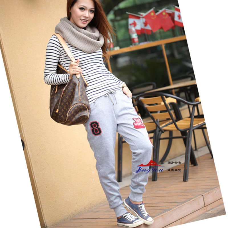 smxl Lady Casual Pants Female Fleece Sweatshirt Trousers New Women Stretch Cotton pants Loose Feet Ankle Length |