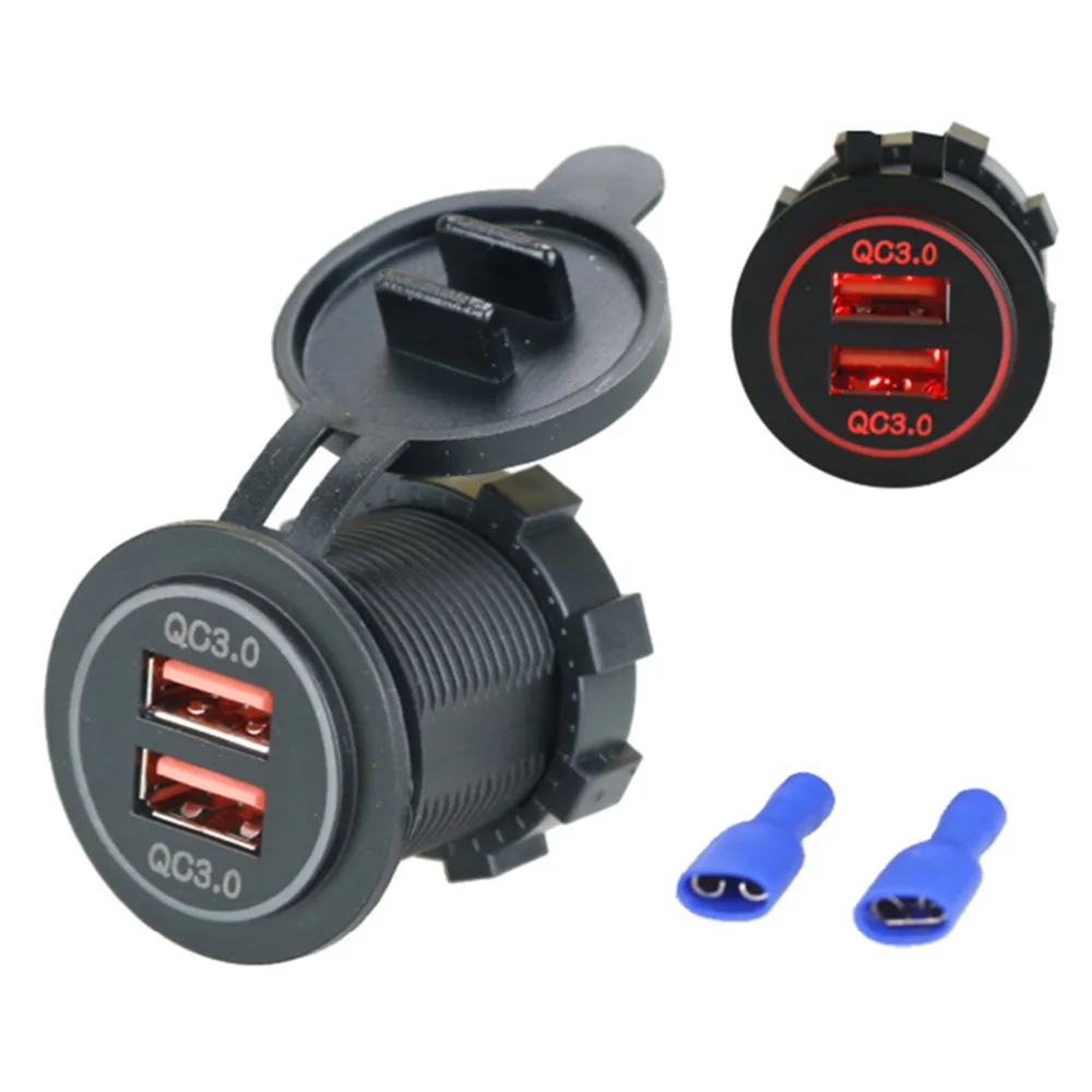 SOONHUA Universal QC 3.0 Dual USB Smart Car Charger 12V 24V Fast Charging for Cellphone Tablet Over With Temperature Protection |