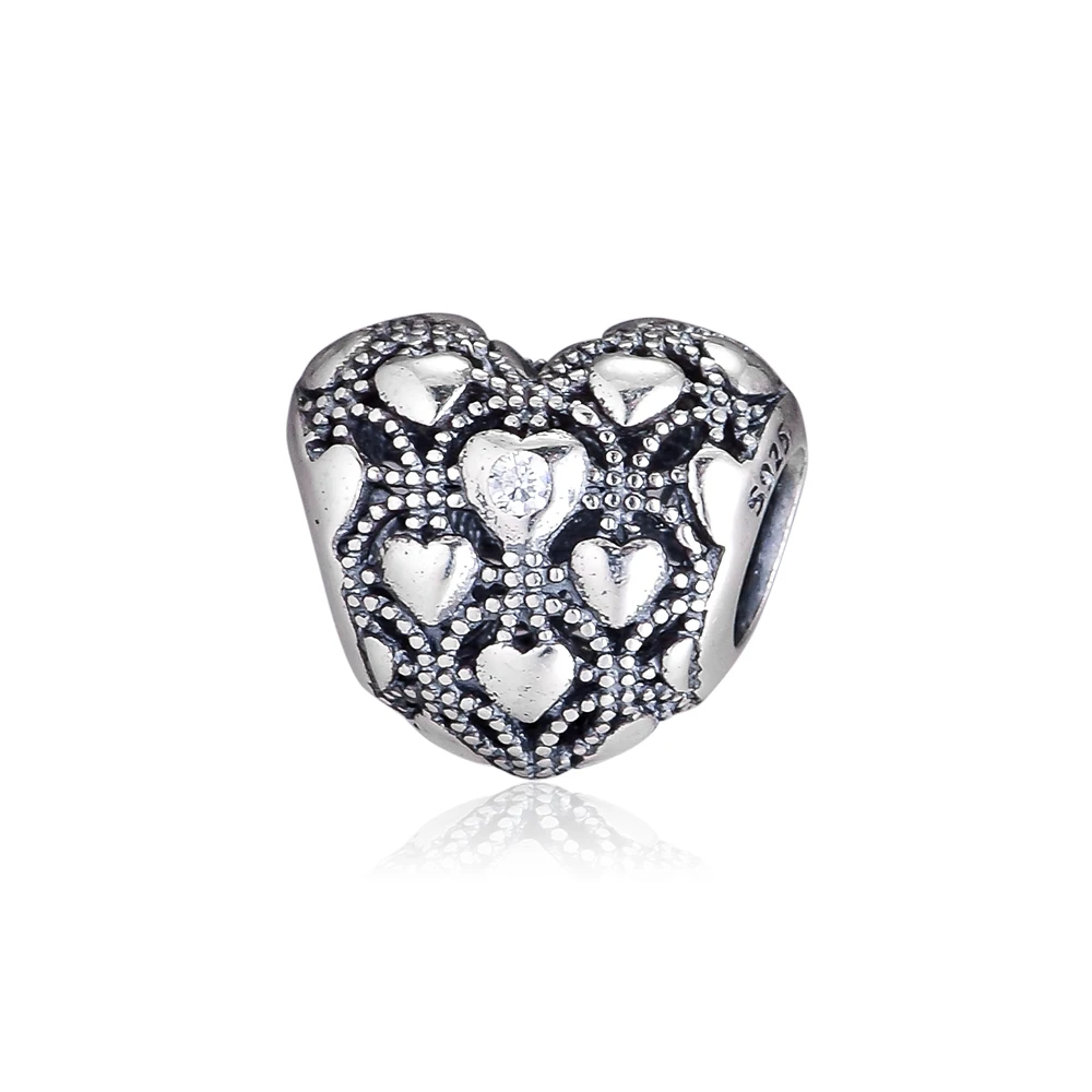 CKK Fit Pandora Браслеты Сердце к сердцу амулеты 925 оригинальные бусины из