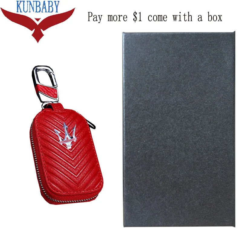 KUNBABY/Новое поступление, сумка из натуральной кожи, чехол для автомобильного ключа, кошельки, Модные Женские ключницы, держатели Carteira для Maserati 1 - Название цвета: Red with box