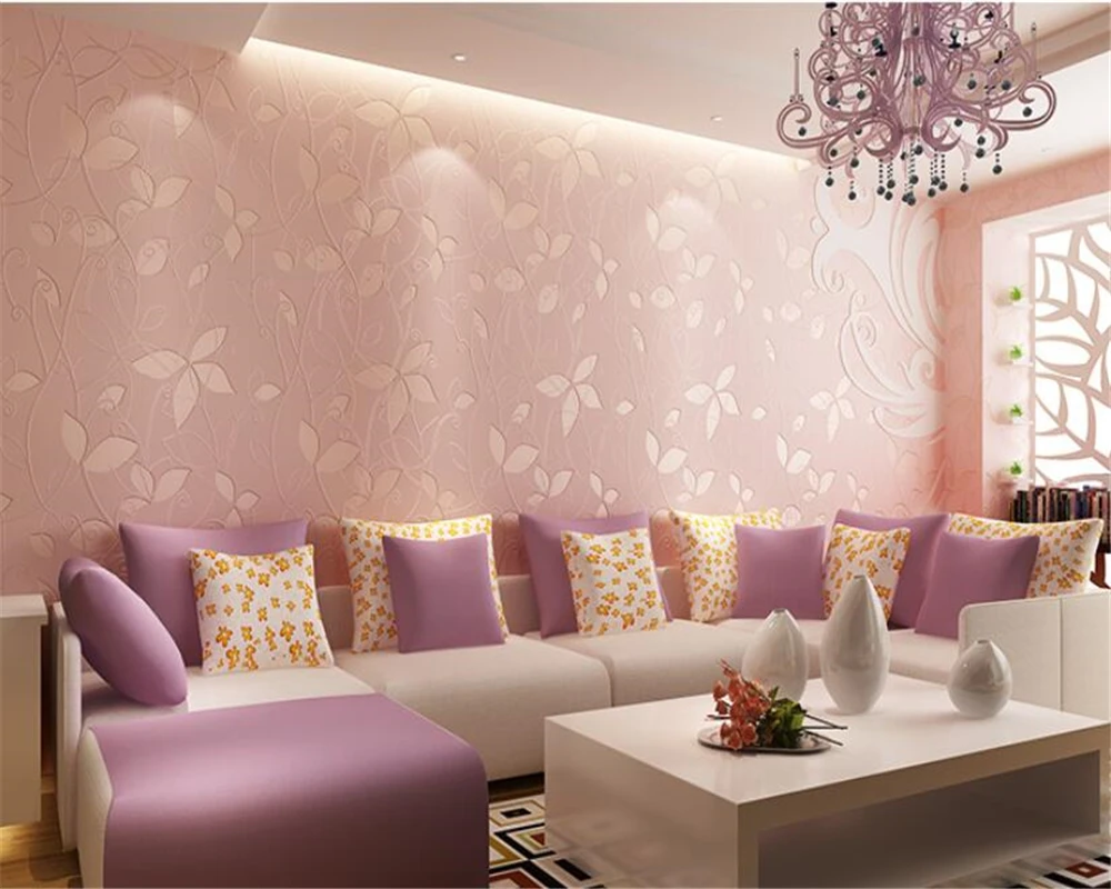 

beibehang Vinyl wall Beautiful European non-woven flocking wallpaper warm modern minimalist garden living room bedroom wallpaper