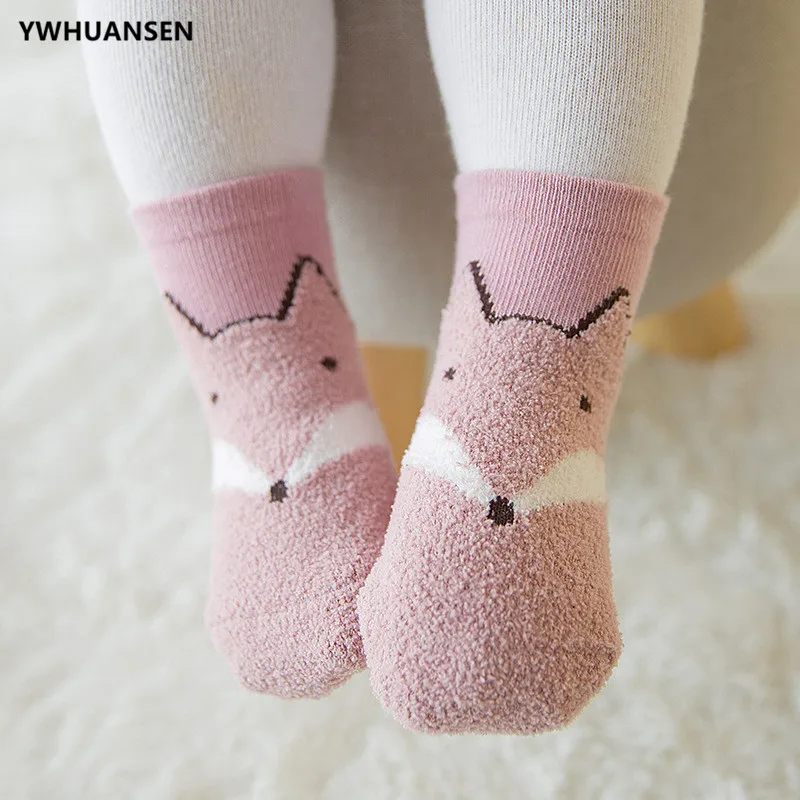 YWHUANSEN 3 пар/лот осень-зима детские носки трикотажные с перьями для девочек и