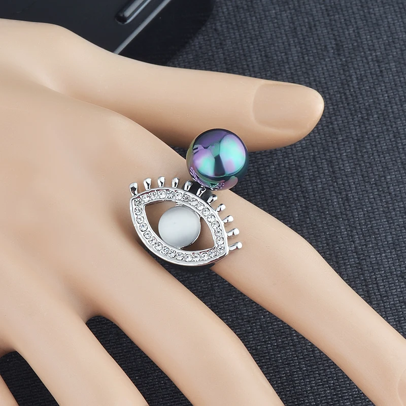 

Fashion zinc alloy Hot Trendy Magic Evil eye of Colored imitation pearls punk Ring Jewelry Women Ring J02829
