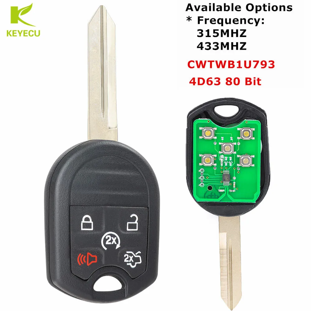 

KEYECU Replacement Keyless Entry Remote Start Car Key Fob Control 5Button for Ford Focus Edge Explorer Flex #CWTWB1U793