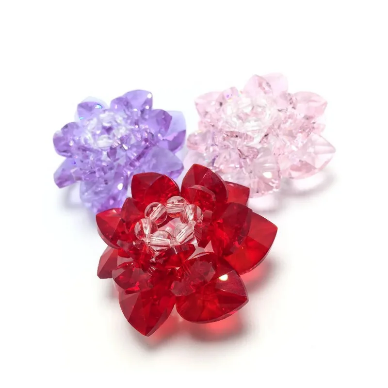

Creative 45 mm 3 color crystal quartz hand-woven glass flowers for home decoration wedding gift souvenir