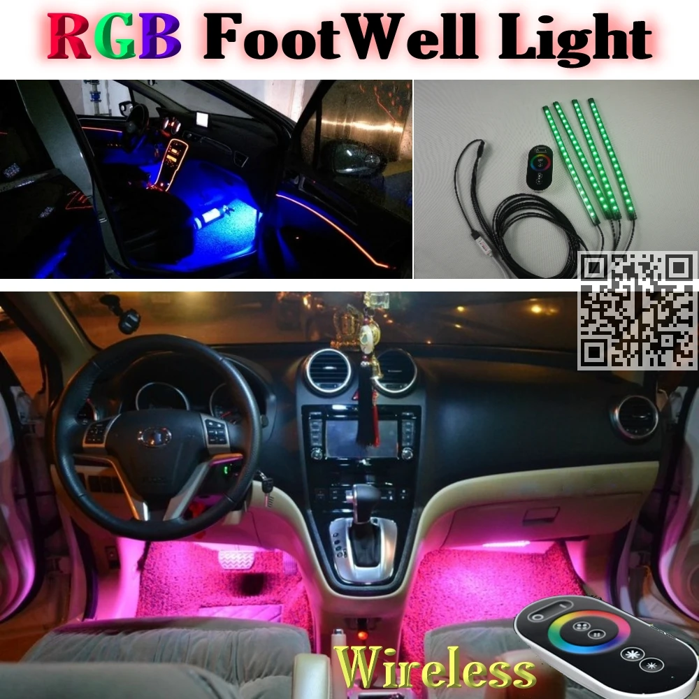 2 4G Беспроводной Управление 360 RGB Цвет неоновый светящийся интерьер UnderDash ног Пол