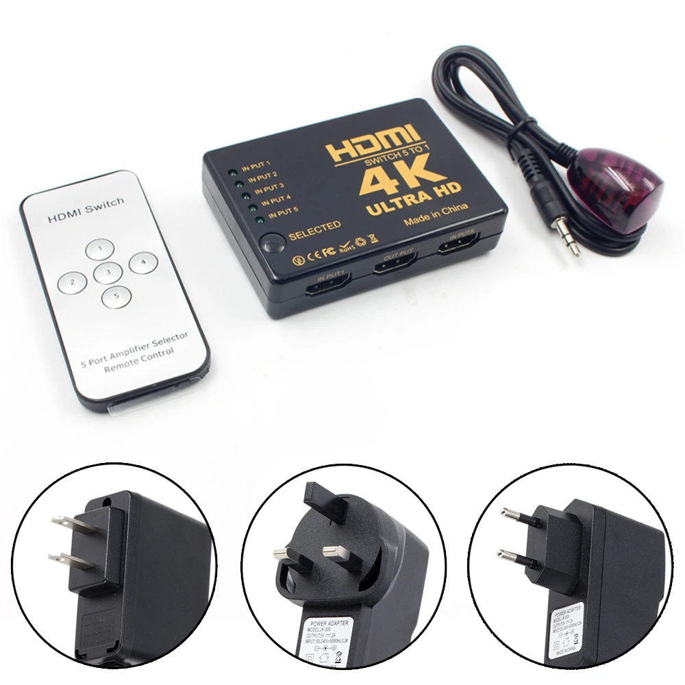 HDMI переключатель 5 портов 4K* 2K коммутатор сплиттер коробка Ultra HD для DVD HDTV Xbox PS3 PS4 Hdmi кабель