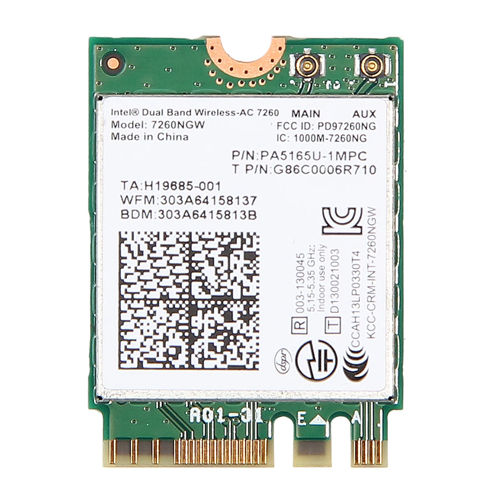 

Dual band AC1200 Wlan For Intel 7260NGW Wireless-AC 7260 M.2 NGFF 2.4G/5Ghz 802.11ac 2x2 Wifi Bluetooth 4.0 Network Mini Card