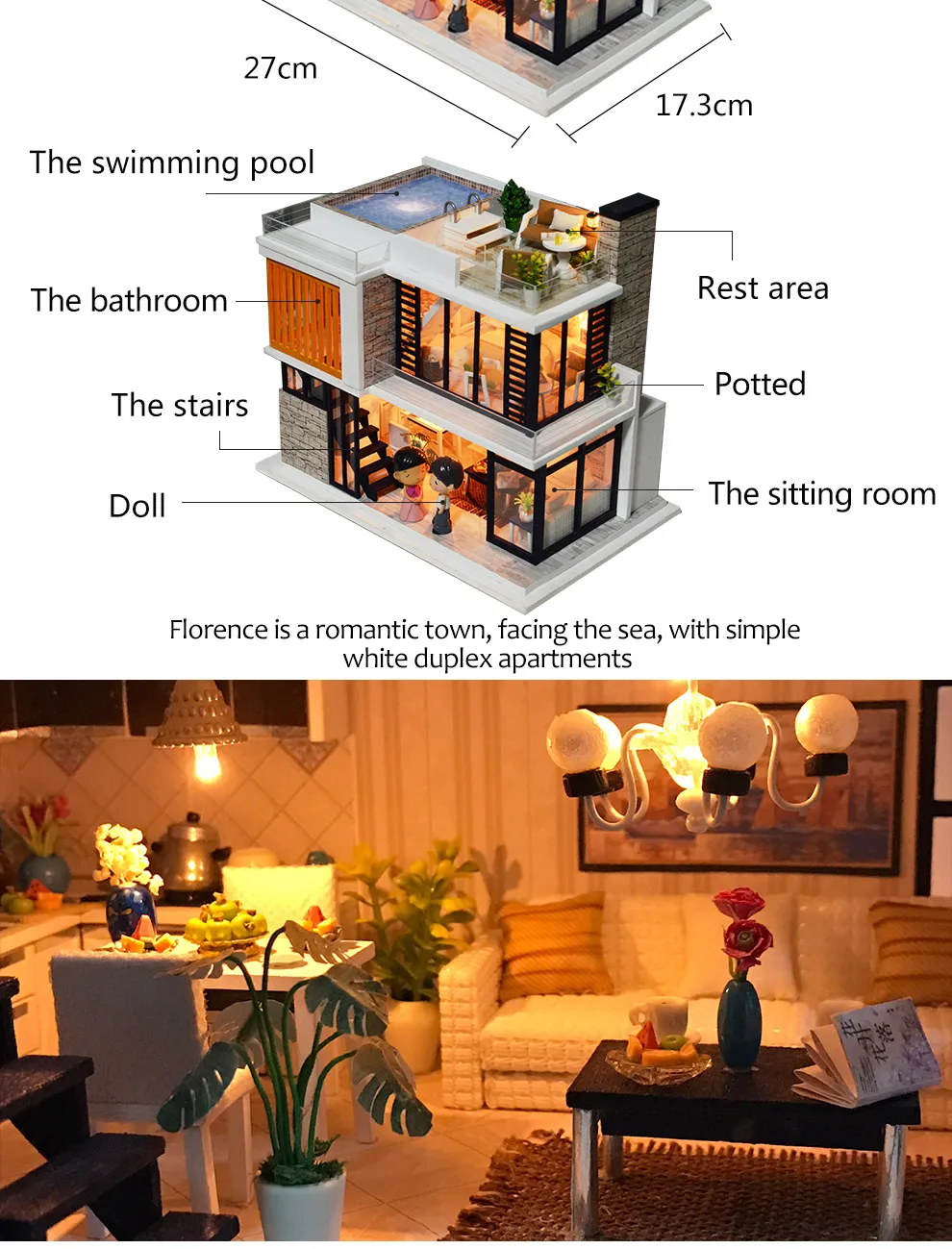 IiE CREATE Dollhouse K036 Набор для творчества с подсветкой и пылезащитным покрытием
