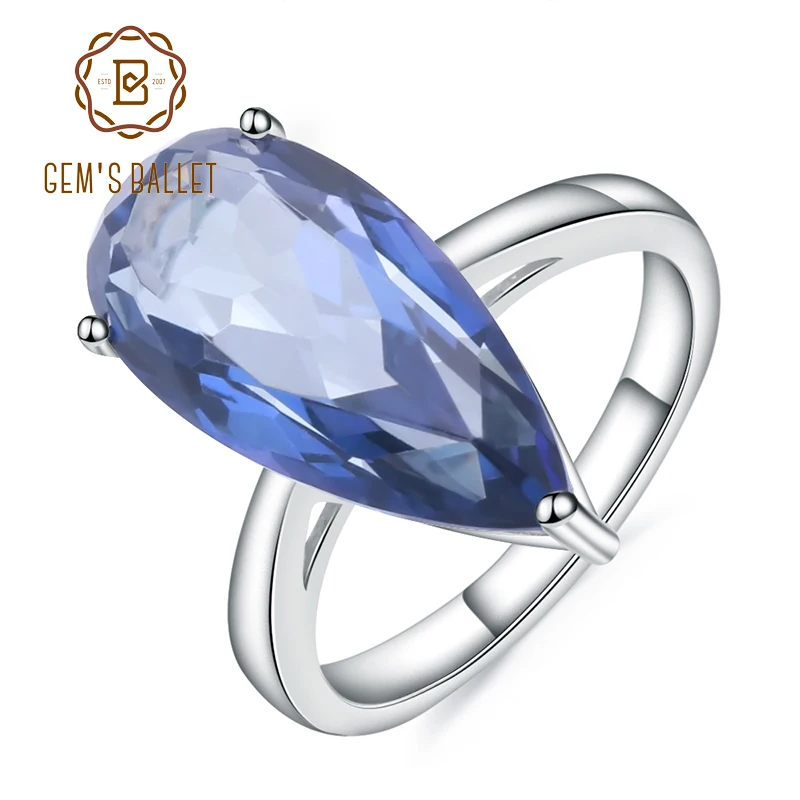 

GEM'S BALLET 925 Sterling Silver Cocktail Ring 7.89Ct Iolite Blue Mystic Quartz Gemstone Rings for Women Fine Jewelry