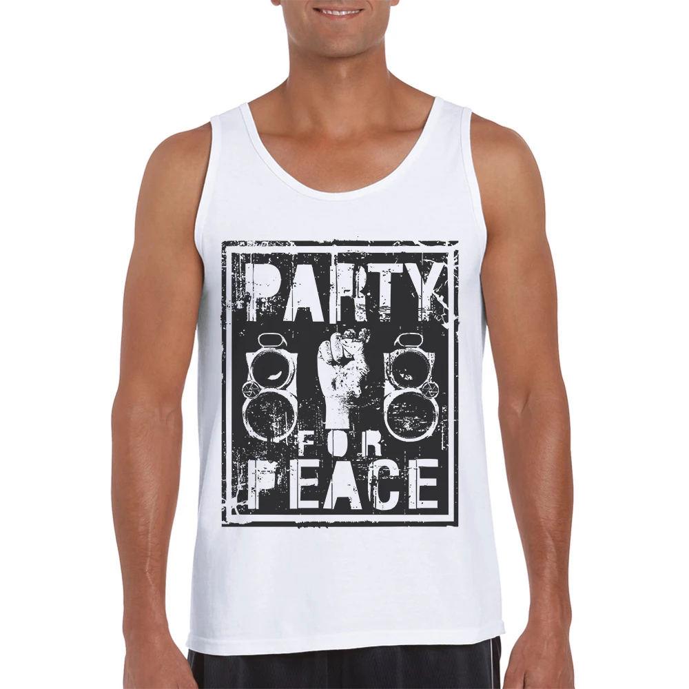 

2019 Newest Summer White Tank Top Men Fashion Design Peace Printed Male Singlets Gym Mens Clothing Sleeveless Bodybuilding Shirt
