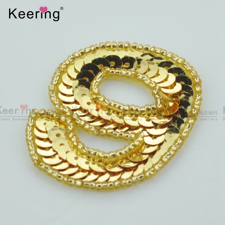 Красивый дизайн золотого цвета с цифрой 9 блестками патчи для одежды WRAB-017 | Дом и