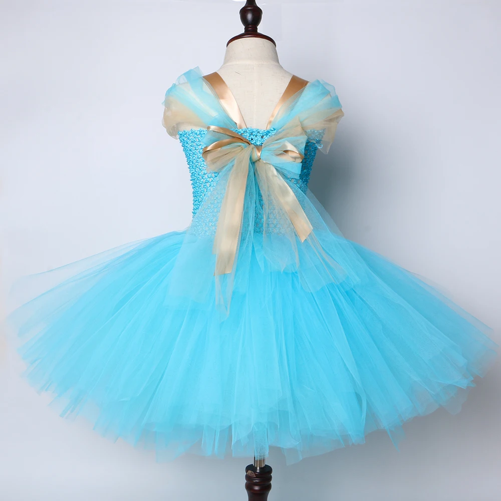 Jasmine Inspired Girls Tutu Dress Turquoise Blue Children Birthday Party for Kids Girl Halloween Aladdin Princess Costume | Детская
