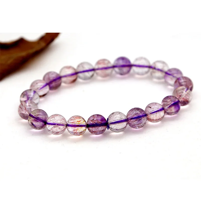 

Wholesale Clear Natural Genuine Multi Colors Mix Super Seven Stretch Bracelet Round Melody Stone 9mm