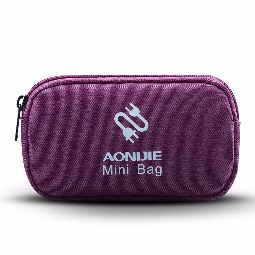 Purple AONIJIE Водонепроницаемый Открытый Дорожная сумка для хранения данных кабель для передачи данных мобильный жесткий диск зарядное устройство U диск гарнитура коробка для хранения - Цвет: Purple