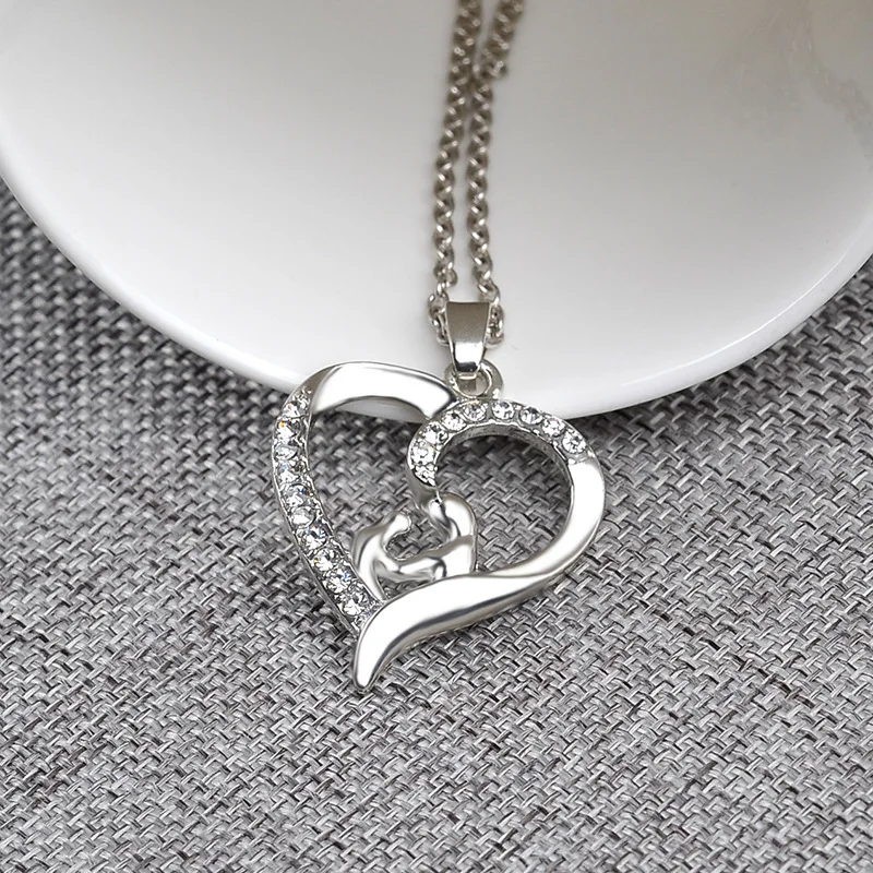 2016 Новое Прибытие Сердце Ожерелье Высокого Качества Посеребренные Кристалл Мать