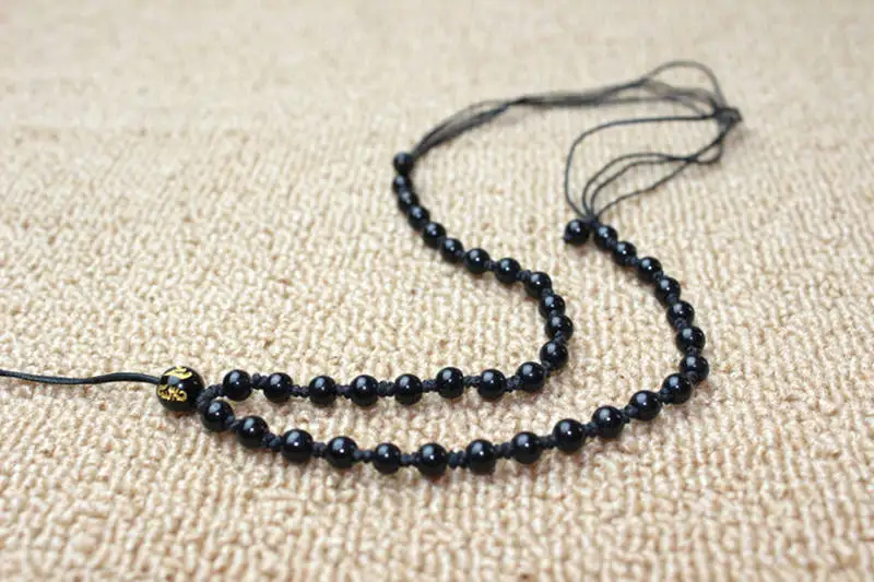 L03 оптовая продажа черные стеклянные бусины цепь с узлами регулируемые подвески