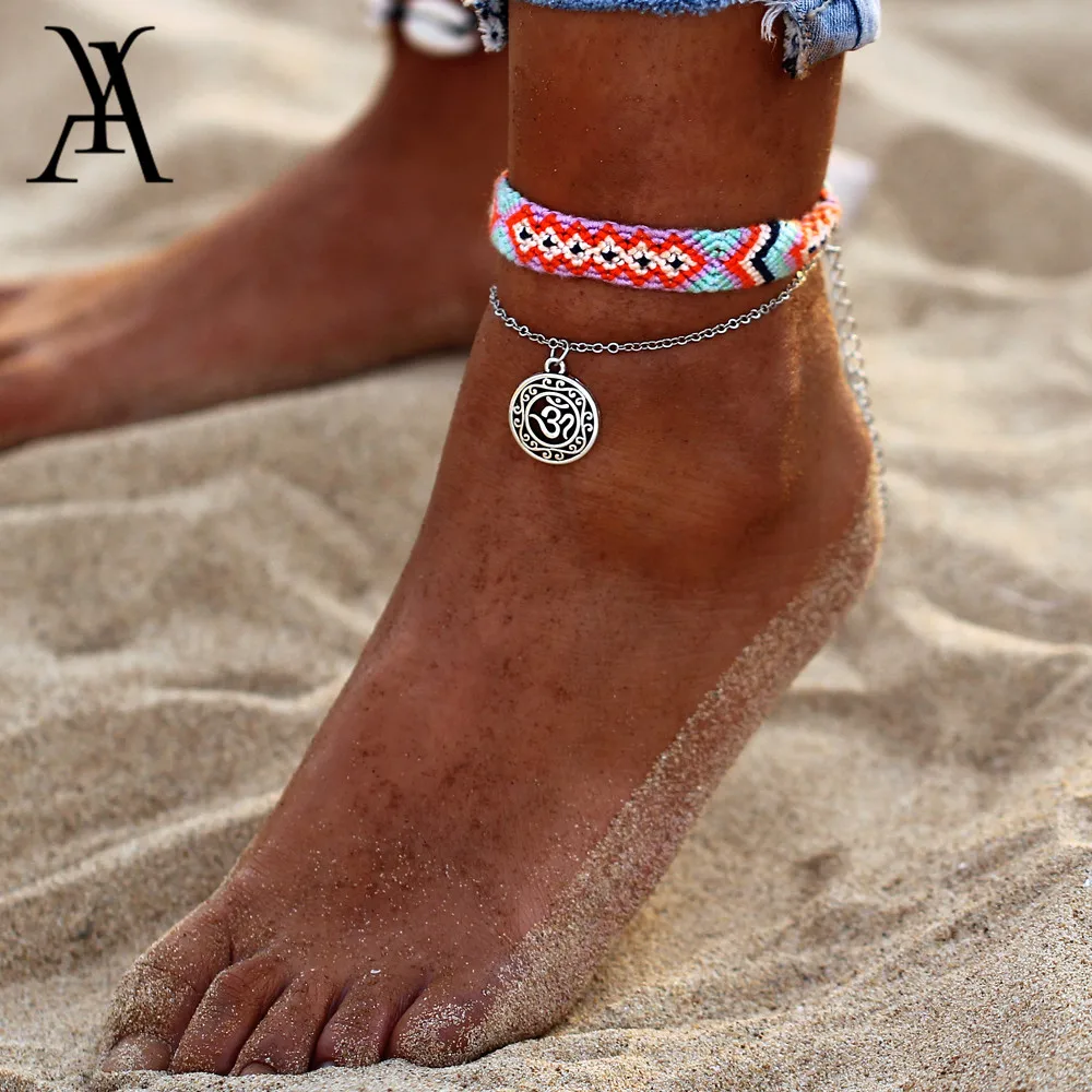 2 шт. богемная РУНИЧЕСКАЯ подвеска ножной браслет набор для женщин цветной