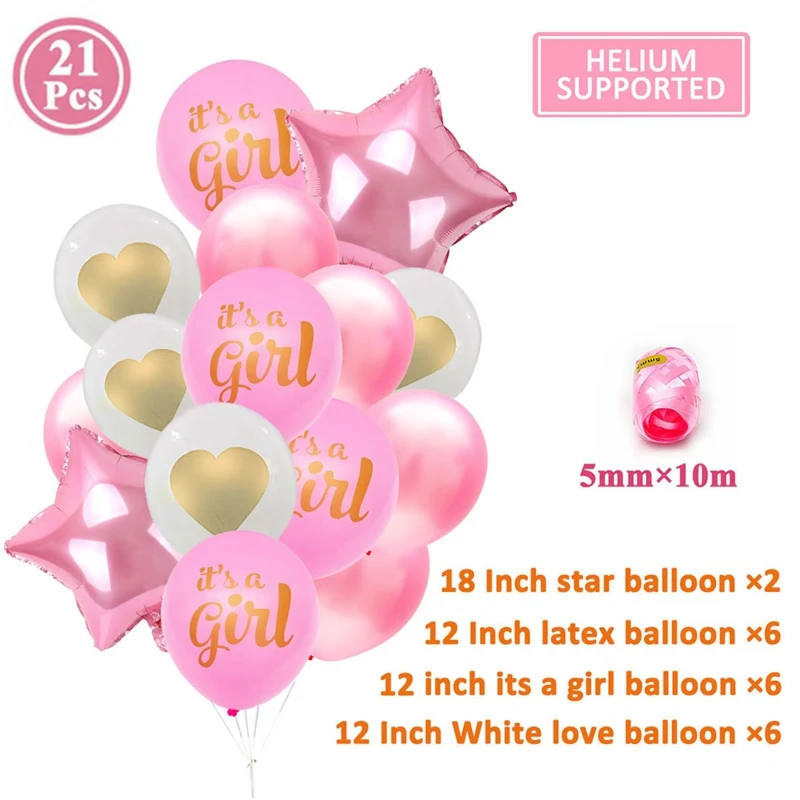 Heronsbill 21 шт. микс 10 дюймов детский душ латекс его мальчик девушка с воздушными шарами украшения Babyshower вечерние принадлежности пол раскрыть розовый - Цвет: 21pcs heart girl