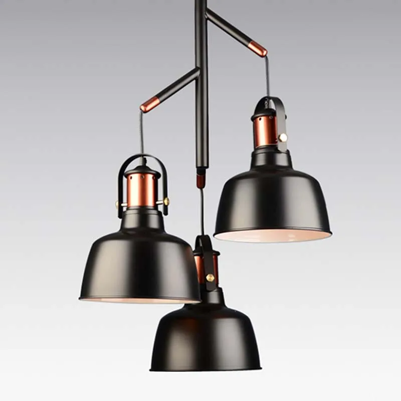 Лампа в стиле ретро трехцветный абажур лофт черного и белого цветов винтажная