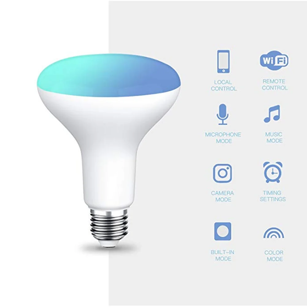 WIFI умный светодиодный светильник лампы E26 8 Вт R95 равный 80 отражатель RGB белый цвет