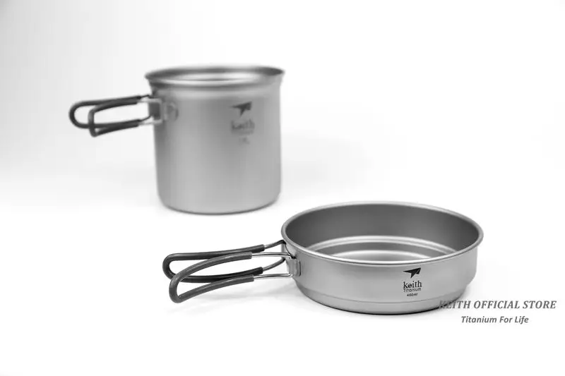 КИТ 2 In1 Титан 400 мл Пан 1.2L Пособия по кулинарии горшок набор складной ручкой Кук