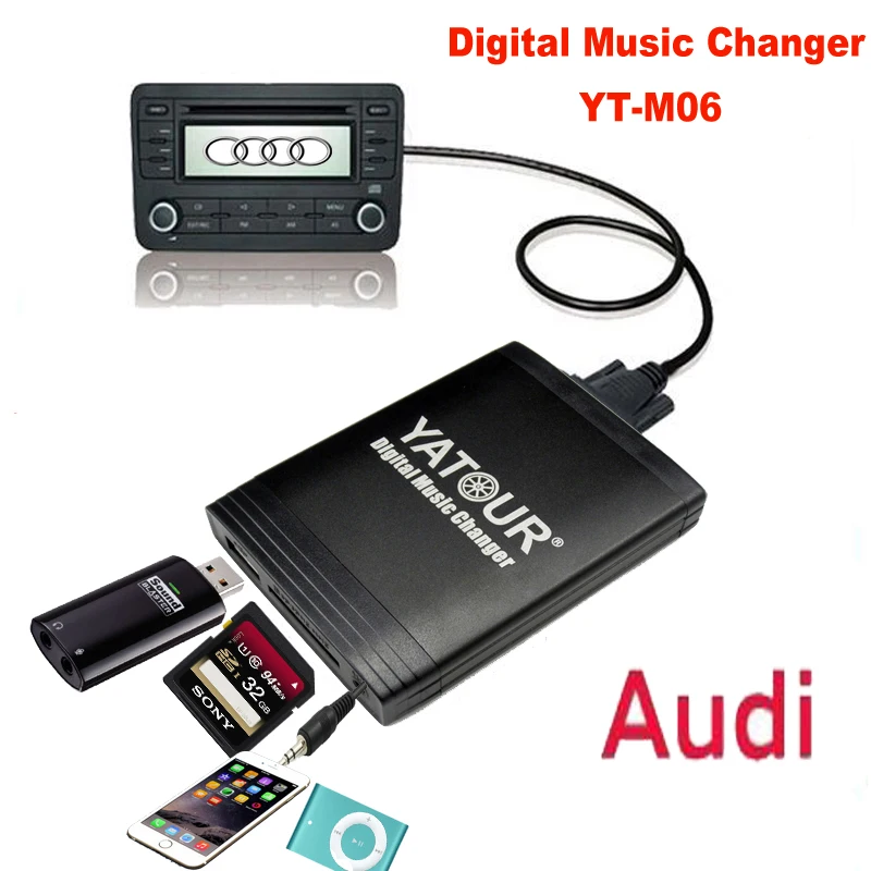 YATOUR Цифровой Музыки Чейнджер USB SD AUX MP3 Адаптер для Audi Chorus 2 Концерт 1/2 Симфония |