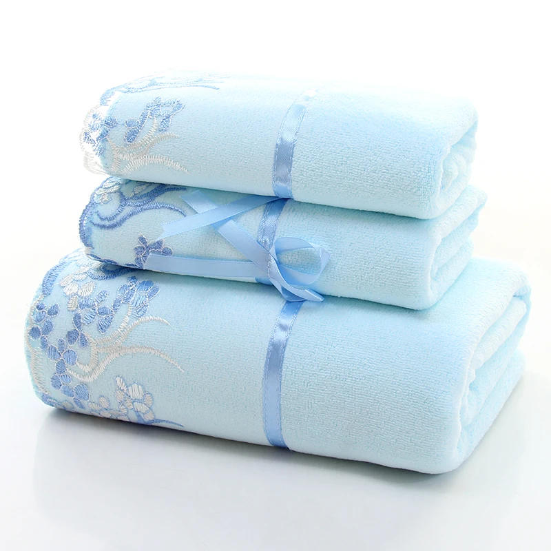 Полотенце из микрофибры с вышивкой 3 шт. набор полотенец для взрослых дома 1 * 70*140