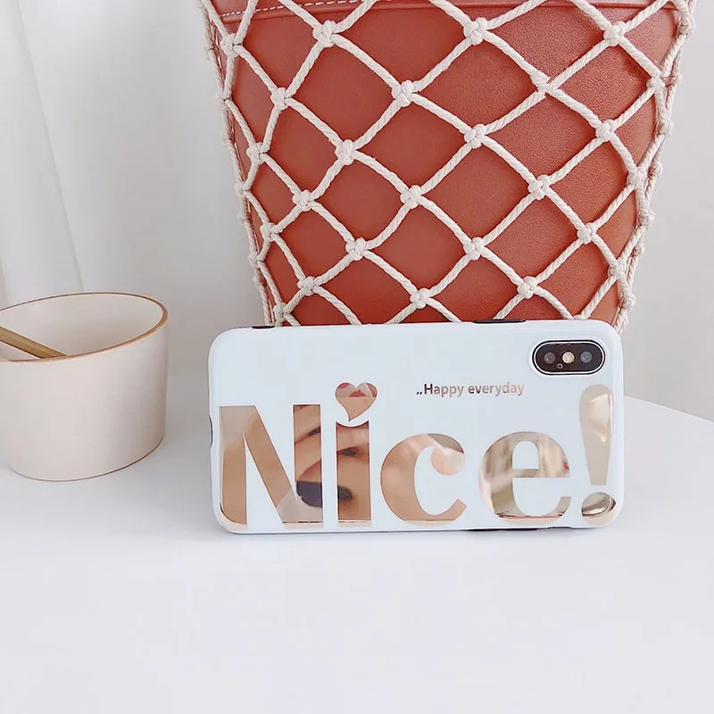 Блестящий зеркальный чехол JAMULAR с надписью Nice для iPhone XS MAX XR мягкий силиконовый