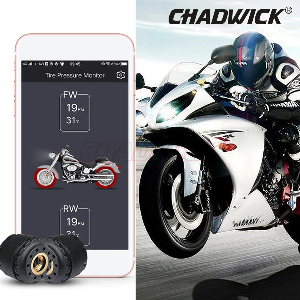 

Mobile Phone APP Detection Motorcycle Bluetooth Tire Pressure Monitoring System TPMS CHADWICK TP200 NEW 2 External Sensors motor