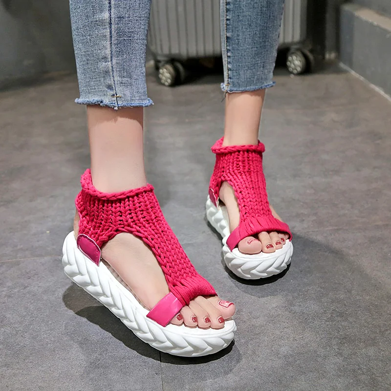 

Increased Women's Summer Sandals Open Toe with Female Sandals Thick-soled Muffin Wedges Comfortable Sandals