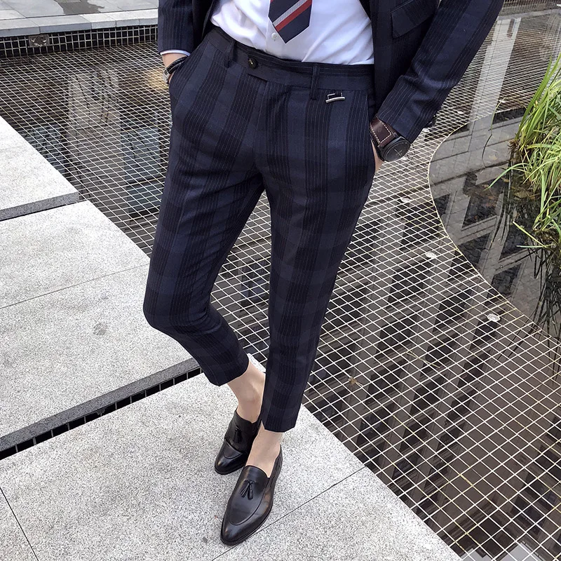 Новинка 2018 мужские брюки в клетку британском стиле западном стиле|plaid pants men|pants