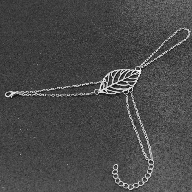 Boho Double Layer Hollow Leaf Bracelet Gold Color Metal Minimalism Bracelets For Women Party Jewelry Bijoux Femme Dropshipping