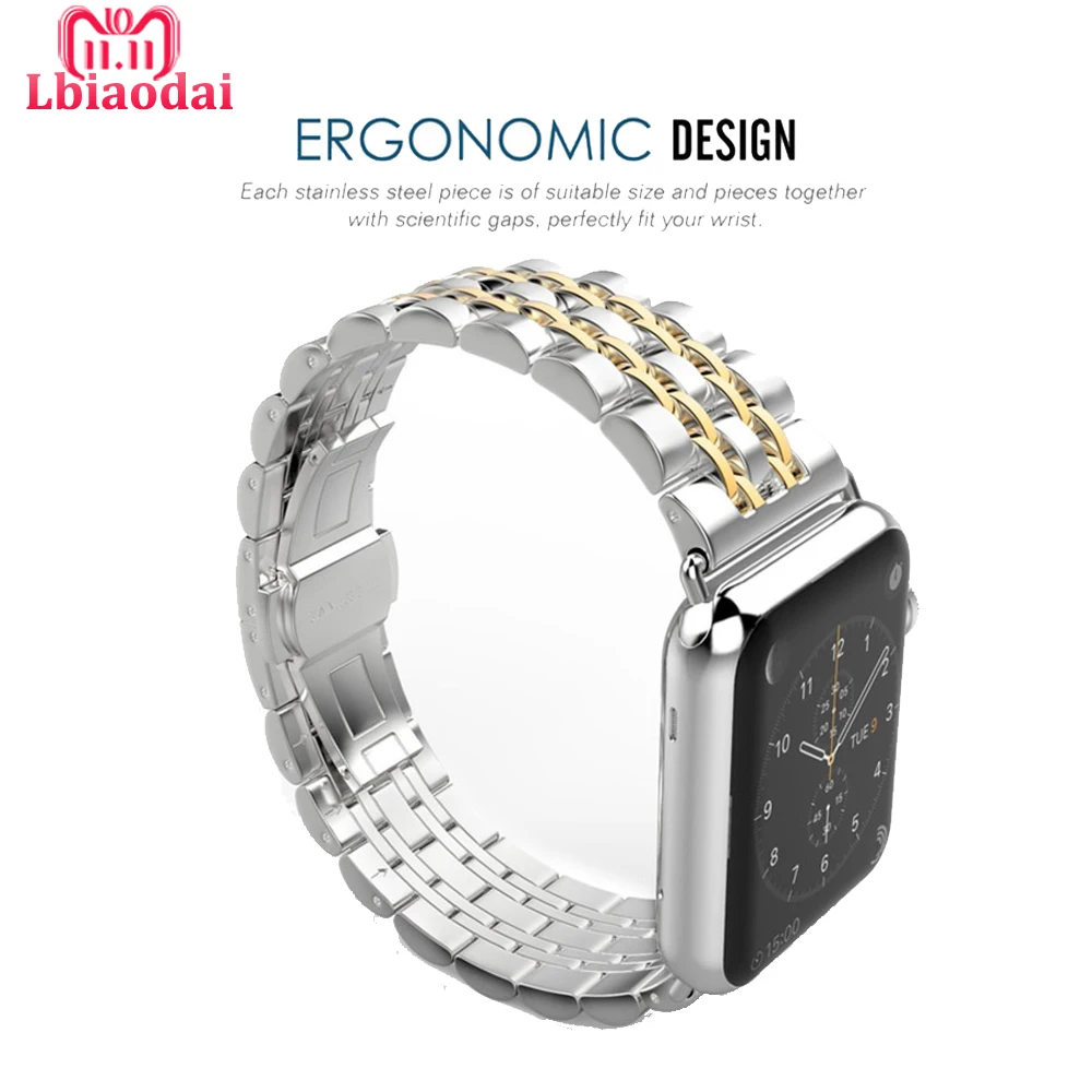 Ремешок из нержавеющей стали для Apple Watch band 42 мм 38 44/40 iwatch serie 4 3 2 1 браслет