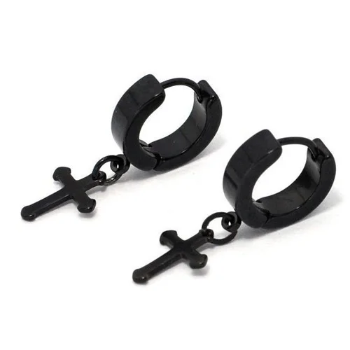 Pierced Black Alisouy, 1 пара, высокое качество, крест 316L, нержавеющая сталь, шпильки, мужские, для мальчиков и девочек, панк, серьги-гвоздики, серьги, пирсинг, ювелирные изделия - Окраска металла: Pierced Black