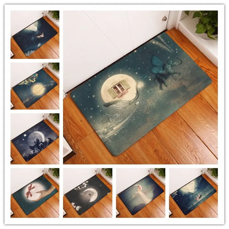 2017 противоскользящие ковры с принтом Луны кухонные коврики для дома гостиной 40x60