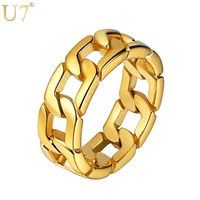 u7 weave braid cross cuban link chain ring 316l stainless steel band hip hop ring for men women lover couple ring jewelry r1014